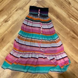 Long, striped, strapless, tiered Lane Bryant maxi dress. Fully lined. 14W/16W